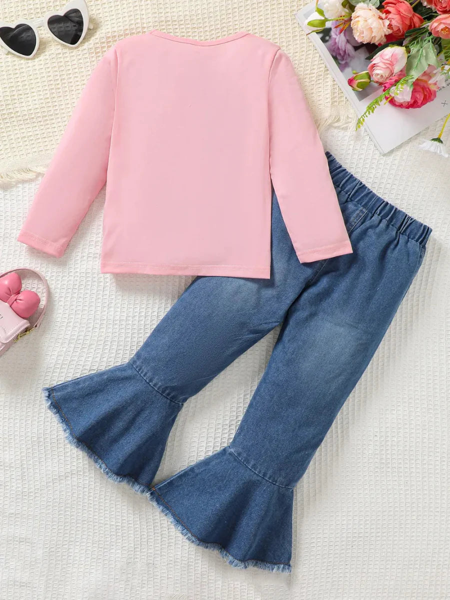 Two-Piece Kids Outfit Distressed Raw Hem Set – 4Y to 7Y