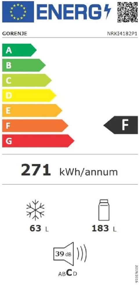 Gorenje NRKI517E41 lodówko-zamrażarka do zabudowy/178 nisza/zawias do drzwi przesuwnych/EEK:E/NoFrost DualAdvance/252L/AdaptTech/SuperCool/ConvertActive/EcoMode/wys. x szer. x gł.: 177,2 x 54 x 54,5