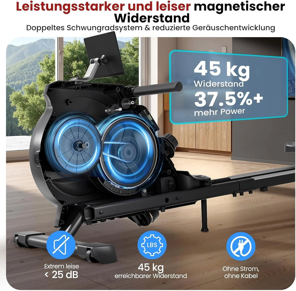 AsVIVA RA11 wioślarz składany | magnetyczny system hamowania i elektronicznie regulowany opór | wioślarz do domu | trening całego ciała i wytrzymałość | fitness | domowy trener do budowy mięśni i