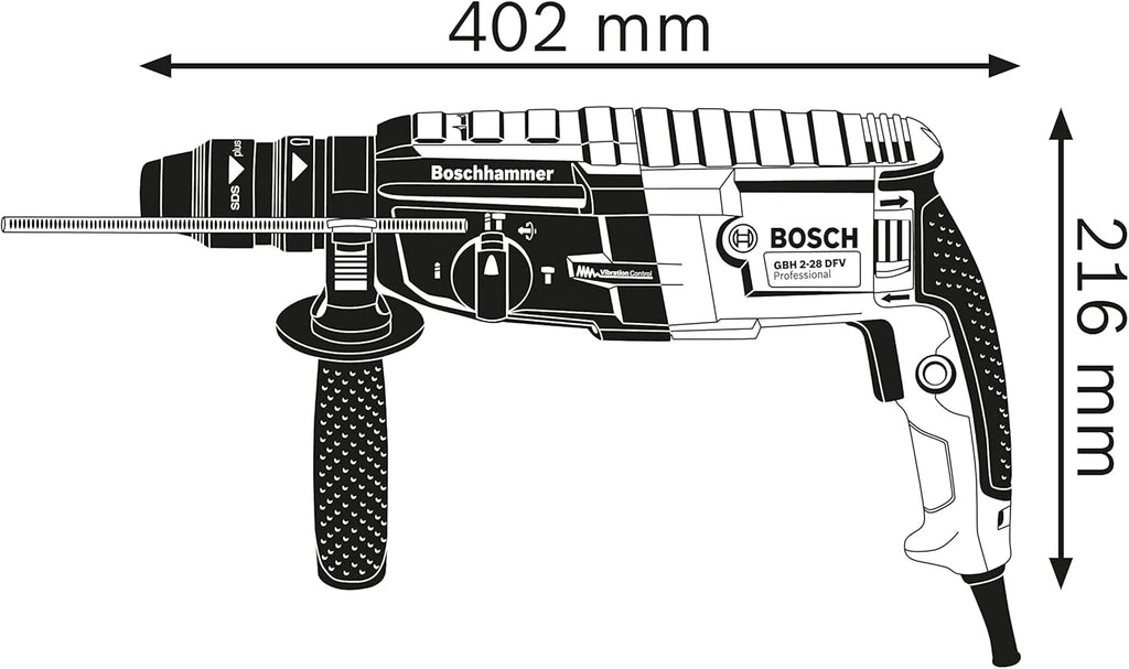 Bosch Professional: młot udarowo-obrotowy GBH 2-28 F (880 W, wymienny uchwyt SDS plus, ogranicznik głębokości, 6-częściowy zestaw wierteł i dłut, walizka L-Case) – Amazon Exclusive Set