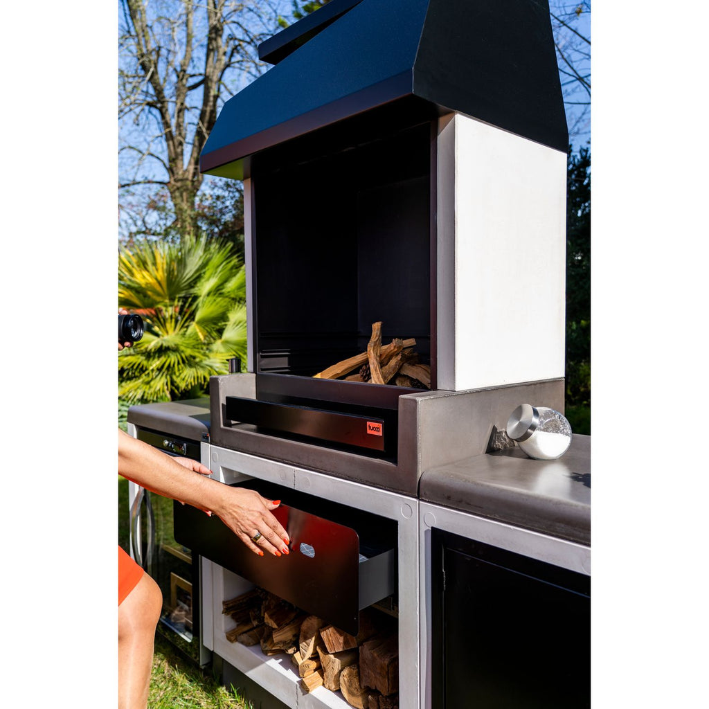 Tuozi - Wbudowany grill na drewno i węgiel drzewny, model Kitaway Otte (szary/biały - 84 x 63 x 206 cm) Nr ref.: T00170