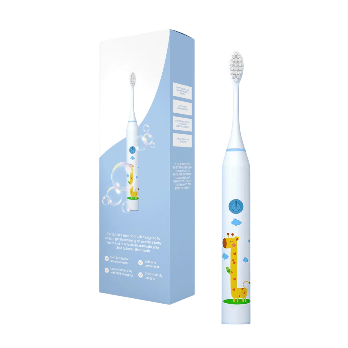 Electric Toothbrush Kids with Bear, Giraffe, Crocodile Rabbit Design