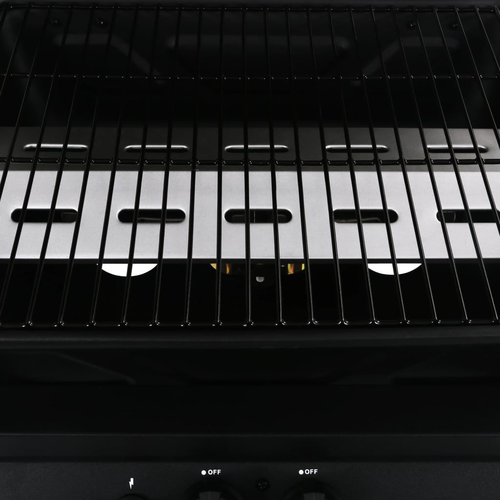 Vidaxl przenośny grill gazowy z 3-półkowym stolikiem bocznym, czarny