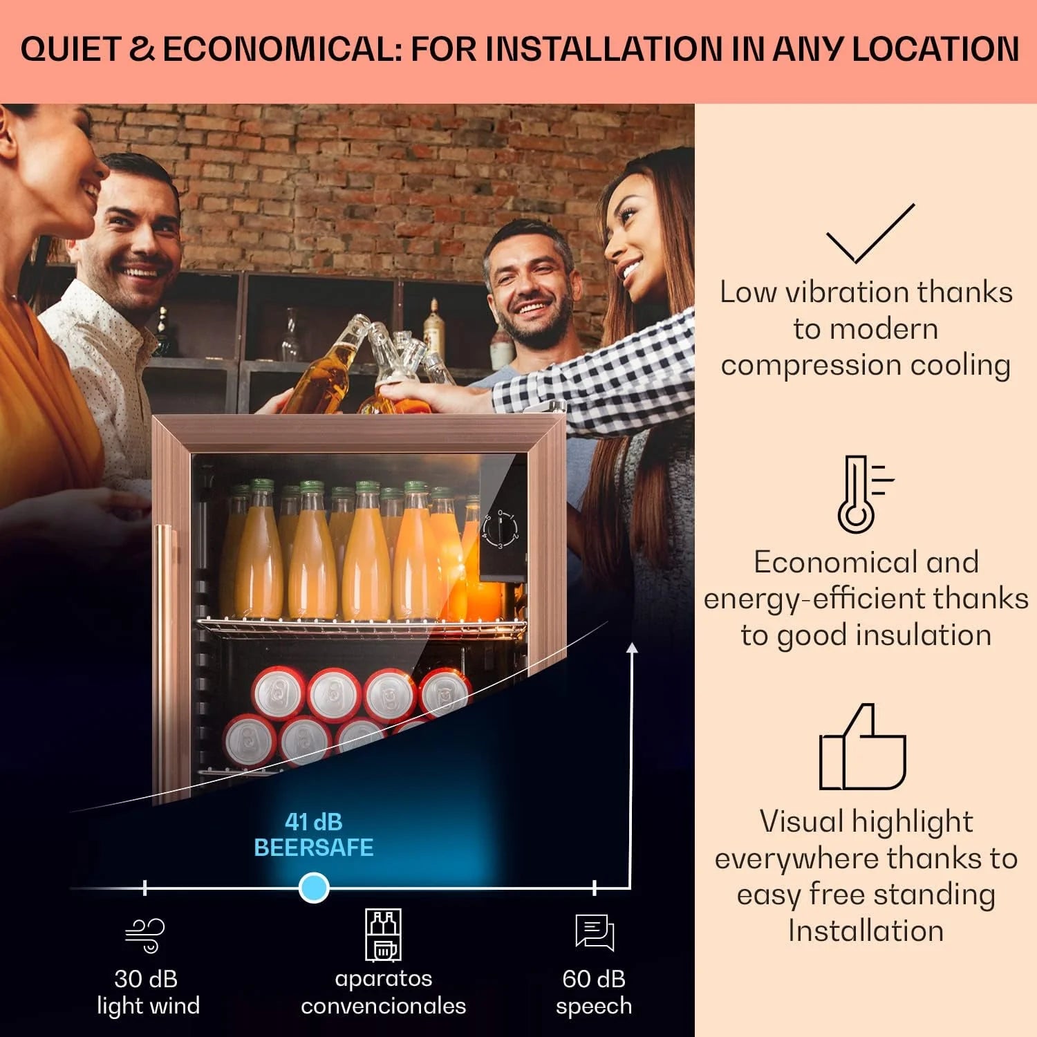 Klarstein Beersafe Quartz White lodówka na piwo, lodówka na napoje ze szklanymi drzwiczkami, lodówka, lodówka na butelki o pojemności 80 litrów