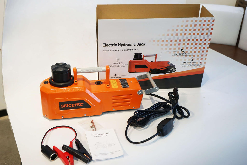 Electric Car Jack, 5 Ton Hydraulic Floor Jack with Electric Impact Wrench, Tire Inflator & LED Light, Lift Range 6.1-17.7 Inch, Emergency Roadside Tire Changing Kit for SUV Sedan Truck