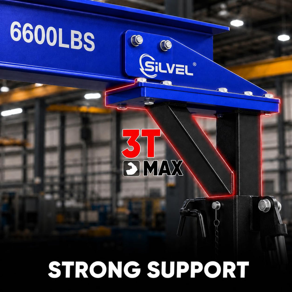 SILVEL 3 Ton Gantry Crane 6600LBS, Adjustable Height 8.53-12.47FT Heavy Duty Portable Engine Hoist with Steel I-Beam & Manual Trolley for Workshop, Garage, Warehouse,Red