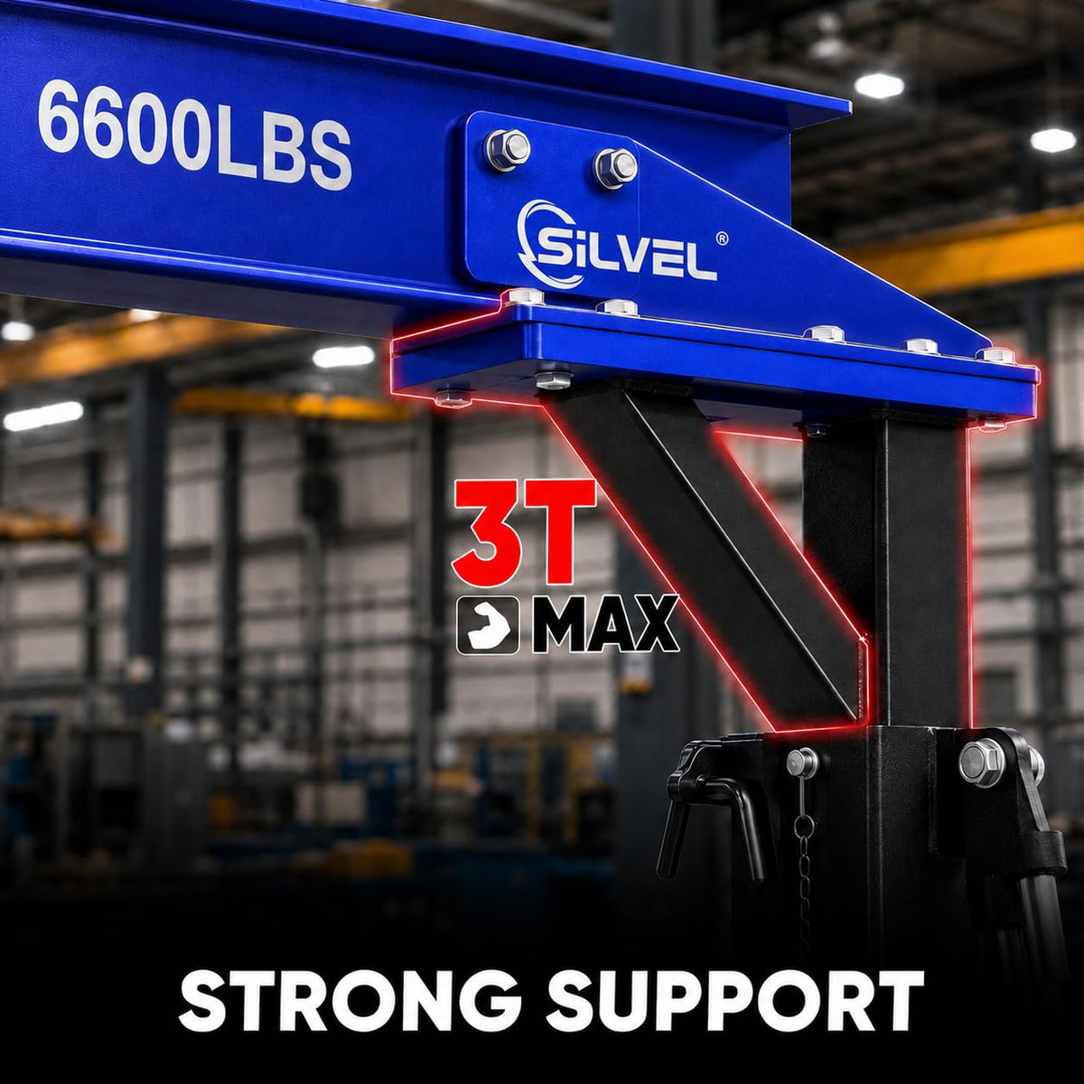 SILVEL 3 Ton Gantry Crane 6600LBS, Adjustable Height 8.53-12.47FT Heavy Duty Portable Engine Hoist with Steel I-Beam & Manual Trolley for Workshop, Garage, Warehouse,Red