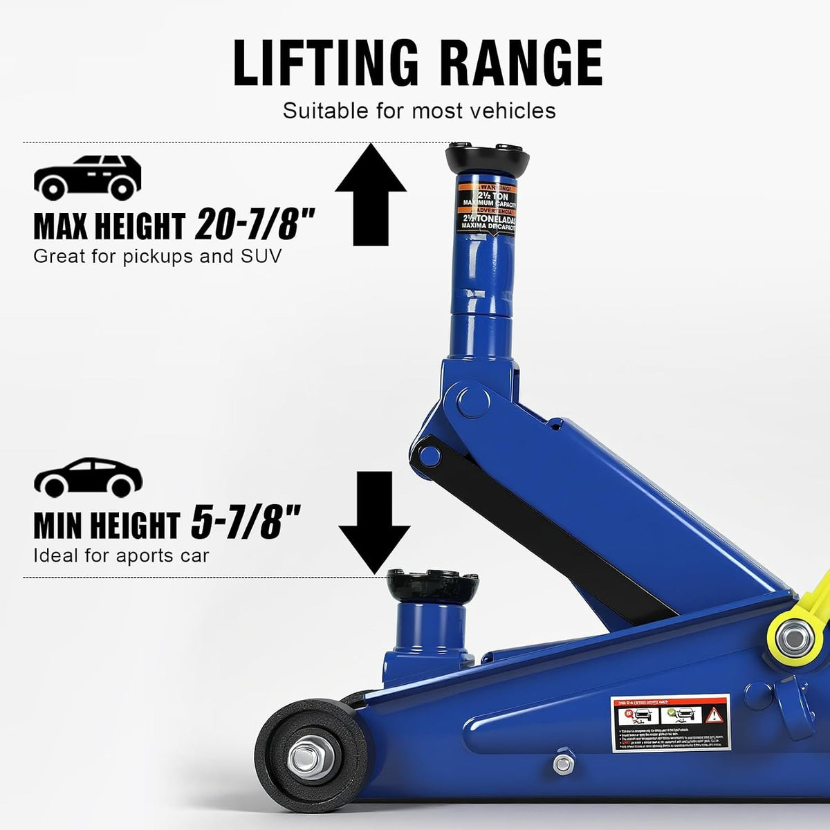 Jack Boss 3 Ton Hydraulic Floor Jack, 6000 LBS Capacity Car Jack, Lifting Range 5.8"-21" Portable Service Lift Jack for Cars, SUVs, Trucks, Blue