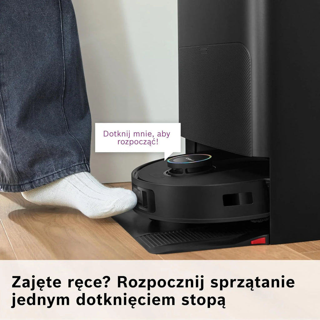 Bosch Spotless Max Robot sprzątający z funkcją mopowania, moc ssania 11 000 Pa, wysuwana nakładka mopującą, stacja czyszczącą, nawigacją Smart Vision, aplikacja Bosch Home Connect, BCRDW3B, czarny