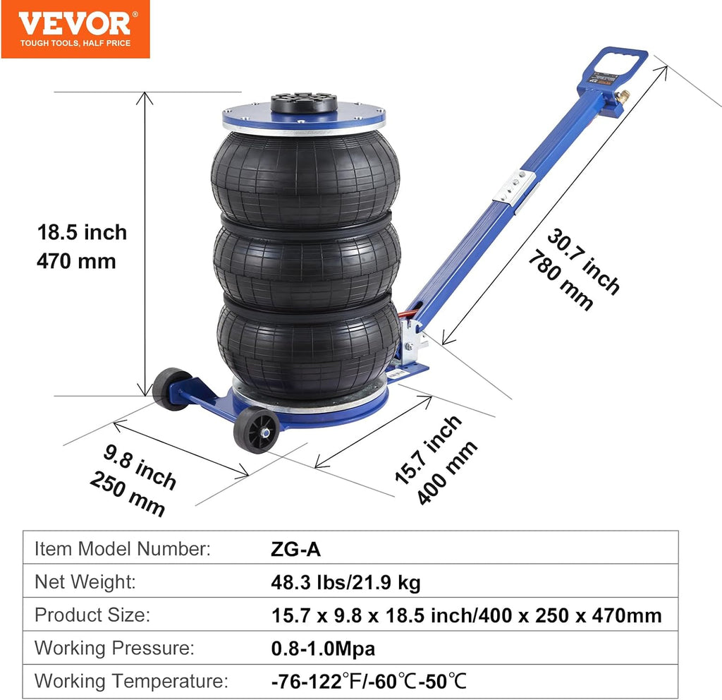 VEVOR Triple Bag Air Jack, 5 Ton/11000 lbs