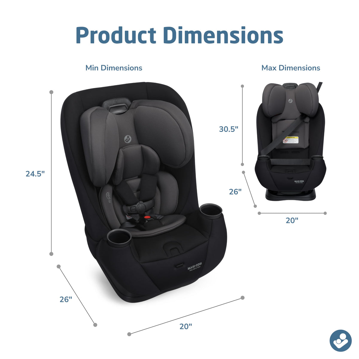Maxi-Cosi Pria All-in-One Convertible Car Seat, Infant to Toddler Car Seat, Easy-Install Harness, Machine-Washable Cover, 5-100 lbs, SeaDrift