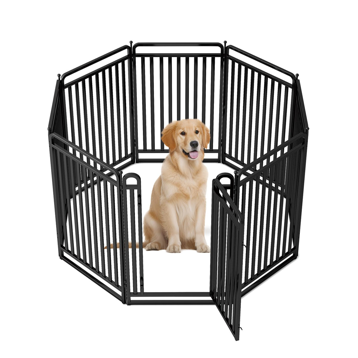 New Thickened Version Dog Playpen, 32 Inch Dog Fences for The Yard, Portable Outdoor Dog Playpen for Large/Medium/Small Dogs, Foldable Metal Dog Dlaypen, with Doors (16 Panels, 32 Inch)