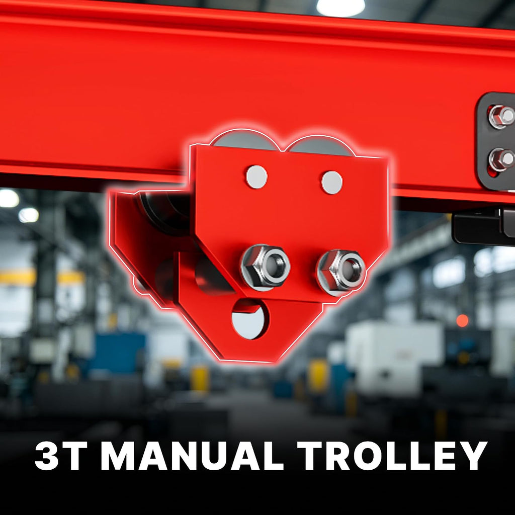 SILVEL 3 Ton Gantry Crane 6600LBS, Adjustable Height 8.53-12.47FT Heavy Duty Portable Engine Hoist with Steel I-Beam & Manual Trolley for Workshop, Garage, Warehouse,Red