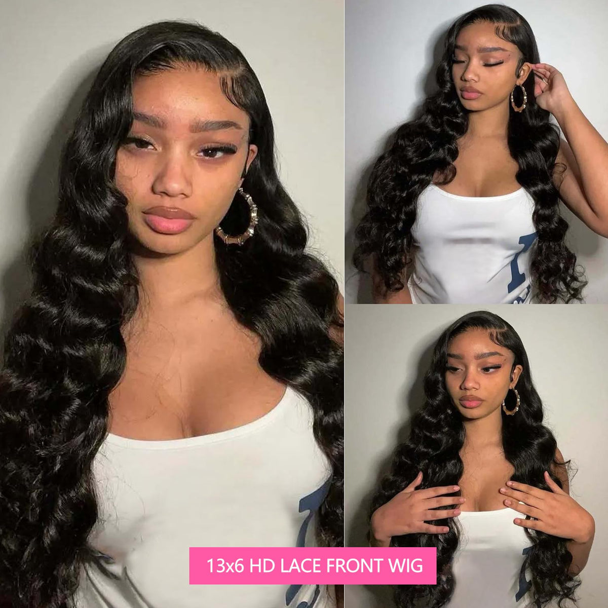 oveflect 30Inch 13x6 HD Lace Front Wig - 200% Density Body Wave Human Hair - Pre-Plucked Glueless Virgin Hair, Natural Look