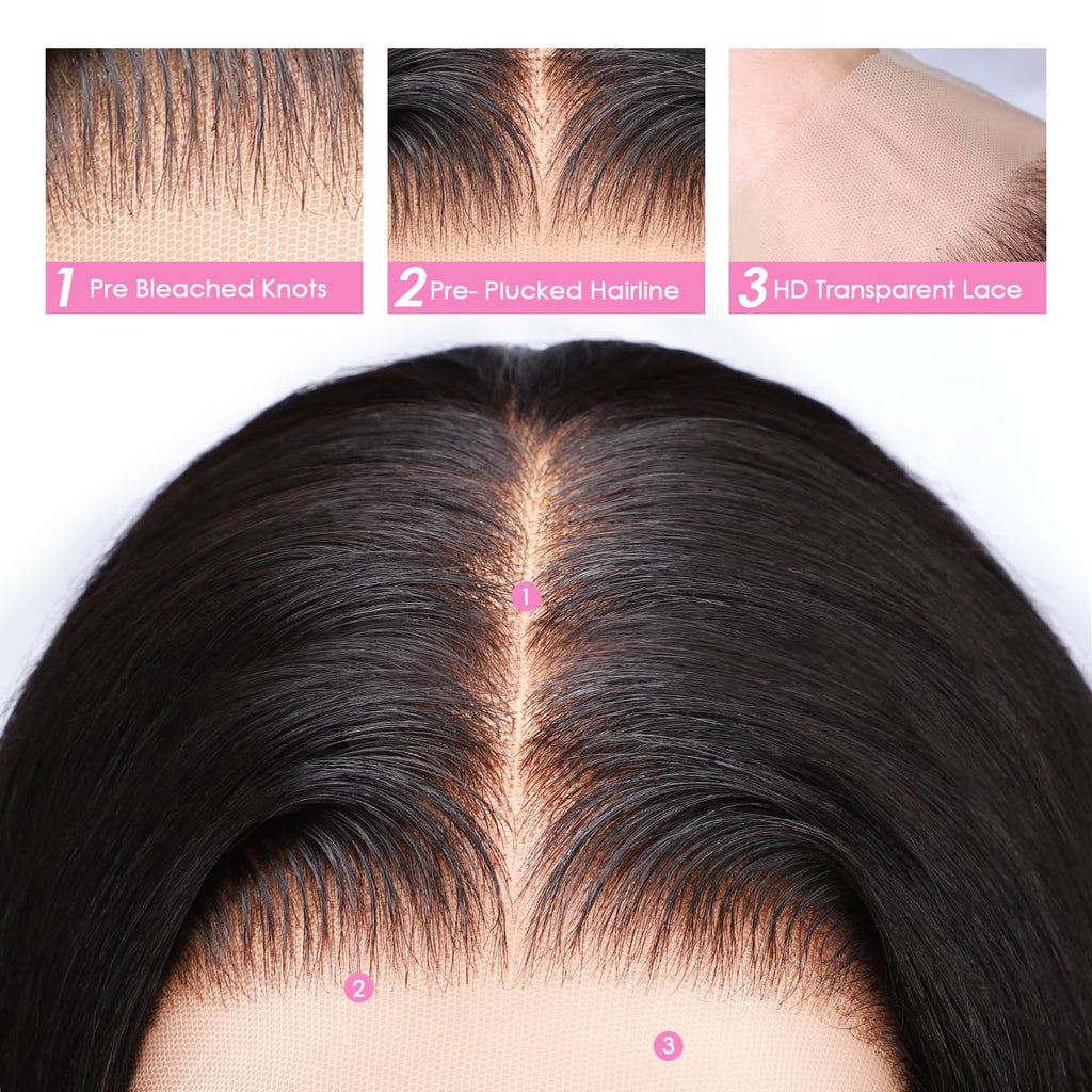 Pizazz 13x6 Body Wave Lace Front Wigs Human Hair Pre Plucked Bleached Knots