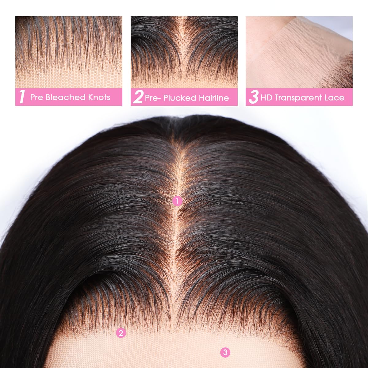 Pizazz 13x6 Body Wave Lace Front Wigs Human Hair Pre Plucked Bleached Knots