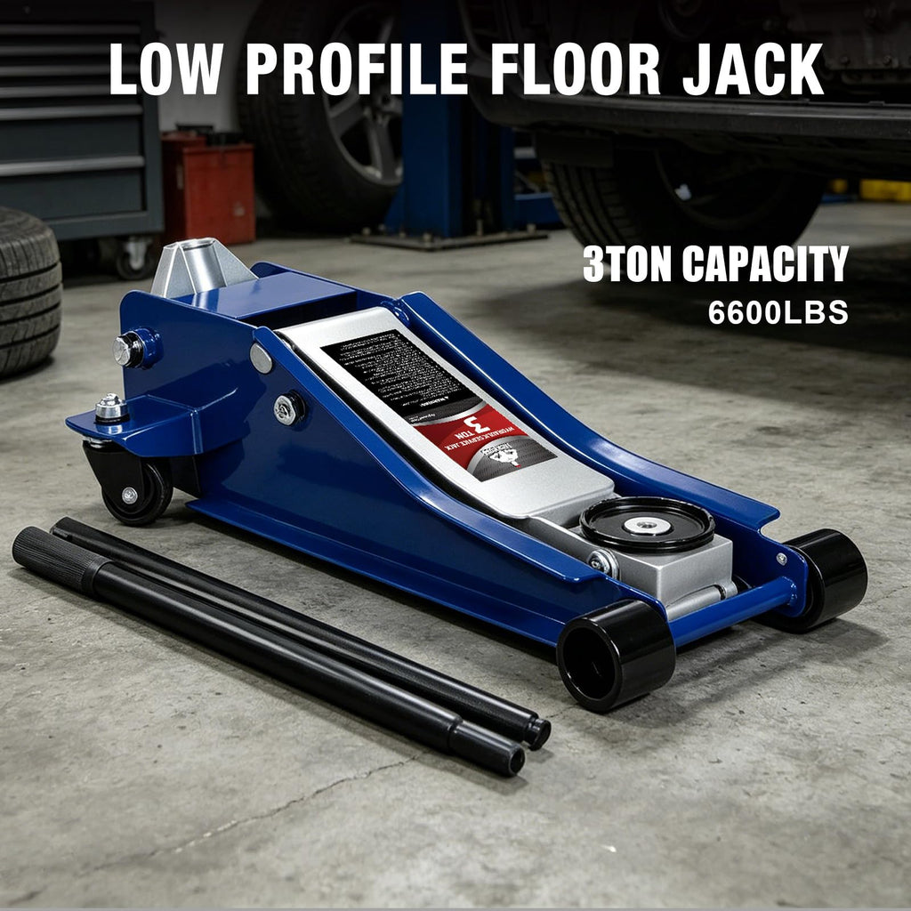 Jack Boss 4 Ton Floor Jack Hydraulic Low Profile Floor Jack with Dual Piston Quick Lift Pump, 4 Ton (8,800 lbs) Capacity, Red