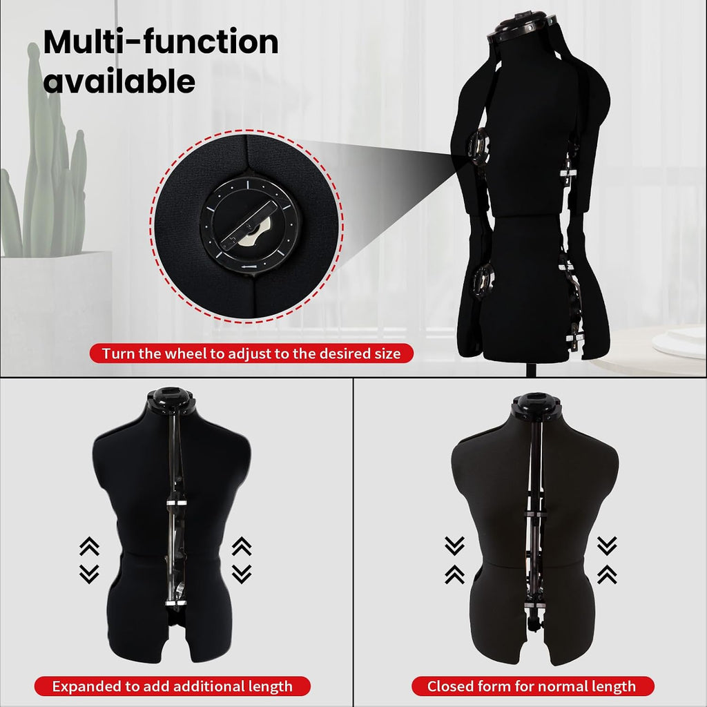 Black Female Adjustable Dress Form Mannequin Size 6-14