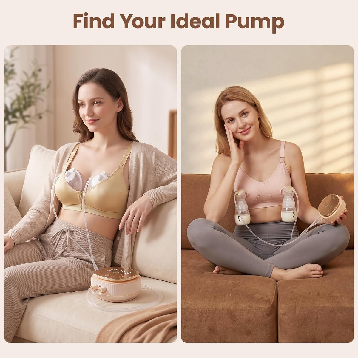 NCVI Electric Breast Pump, 2-in-1 Wearable & Bottle Cups, 4 Modes 9 Levels