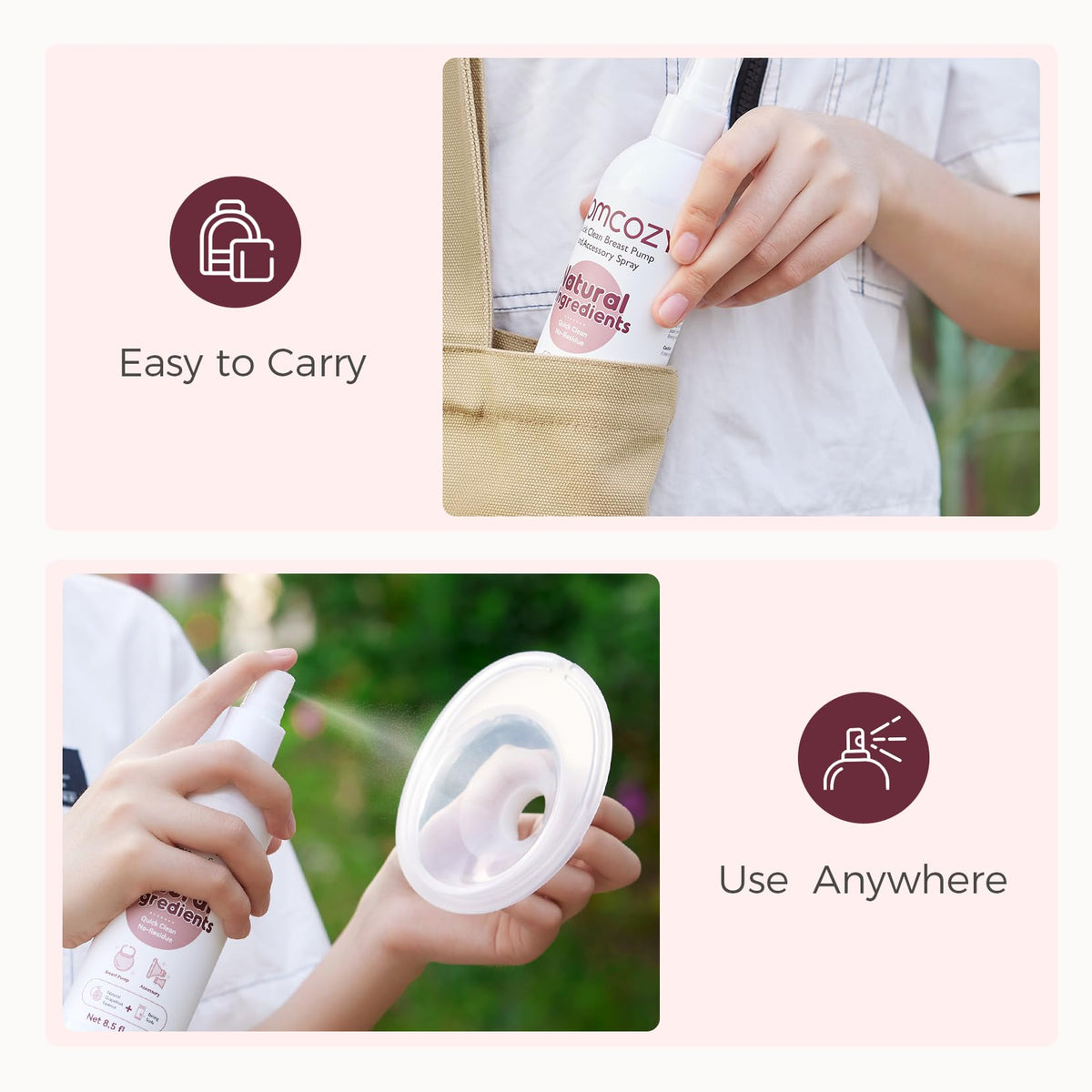 Momcozy M5 Lite Hands-Free Wearable Breast Pump, DoubleFit Flange for Baby-Like Comfort, 3 Modes & 9 Suction Levels, No Flange Insert or Hard Carry Case, 24mm, 2-Pack, Cozy Red