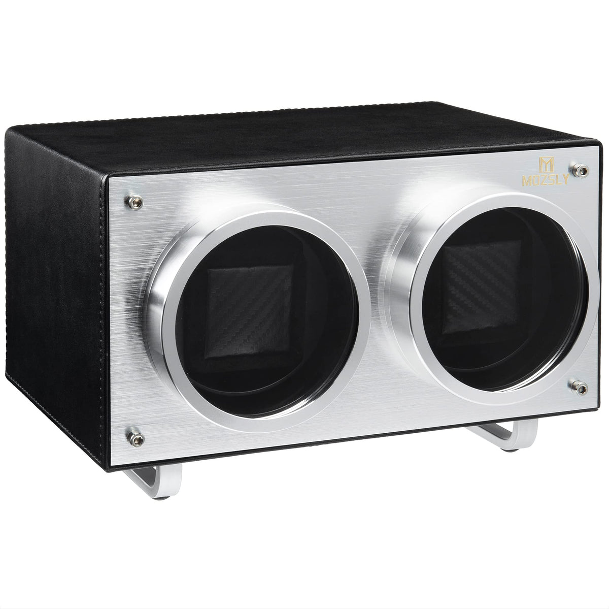 MOZSLY Double Watch Winder for Automatic Watches with Quiet Motor 12 Rotation Mode Setting AC Adapter or Battery Powered PU Leather