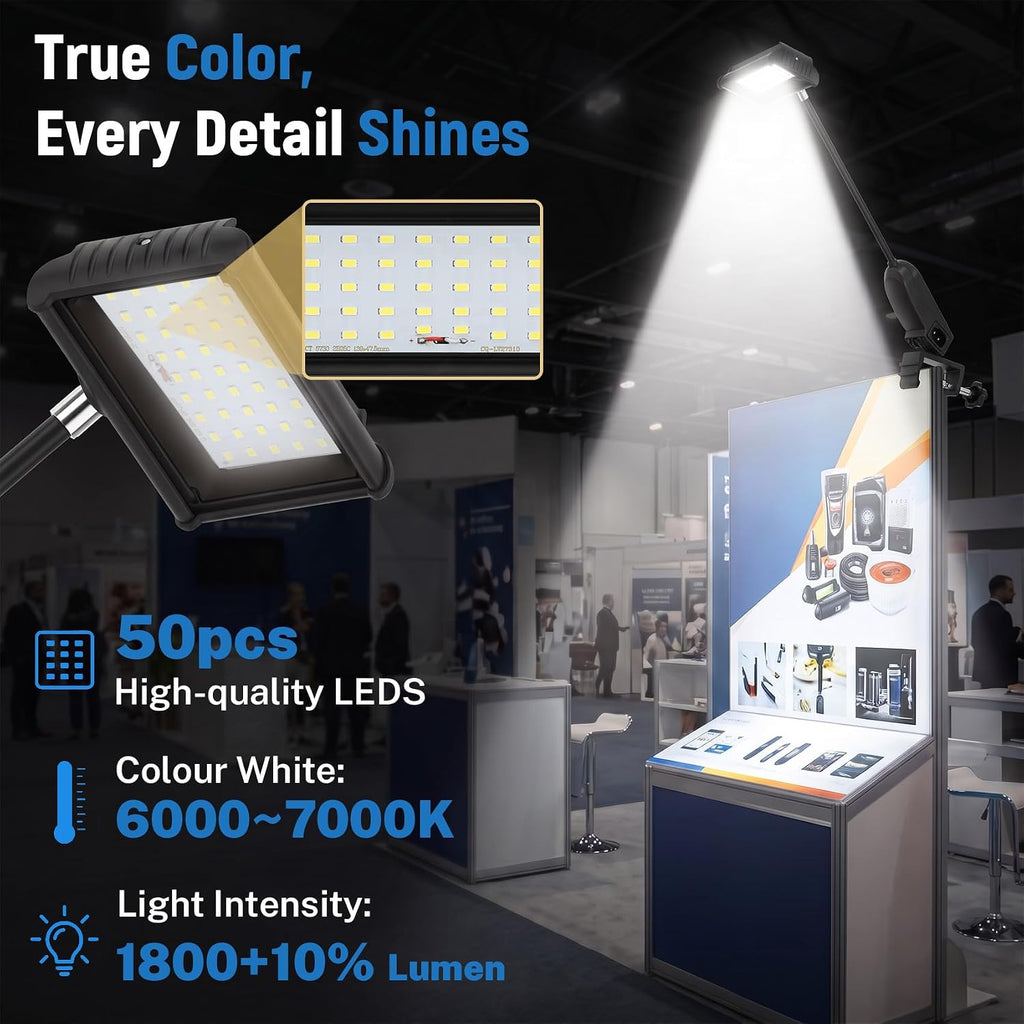 Trade Show Booth Lights, 3pcs LED Display Lighting and Exhibit Arm Lighting