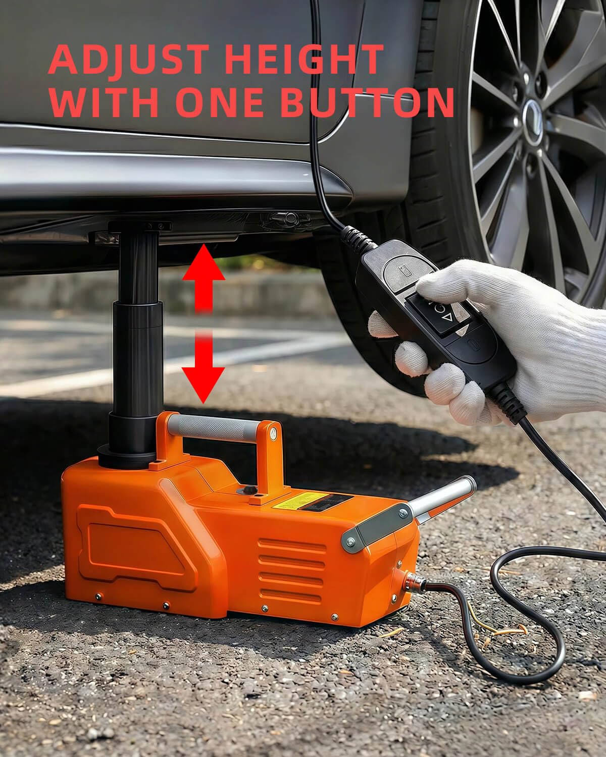 Electric Car Jack, 5 Ton Hydraulic Floor Jack with Electric Impact Wrench, Tire Inflator & LED Light, Lift Range 6.1-17.7 Inch, Emergency Roadside Tire Changing Kit for SUV Sedan Truck