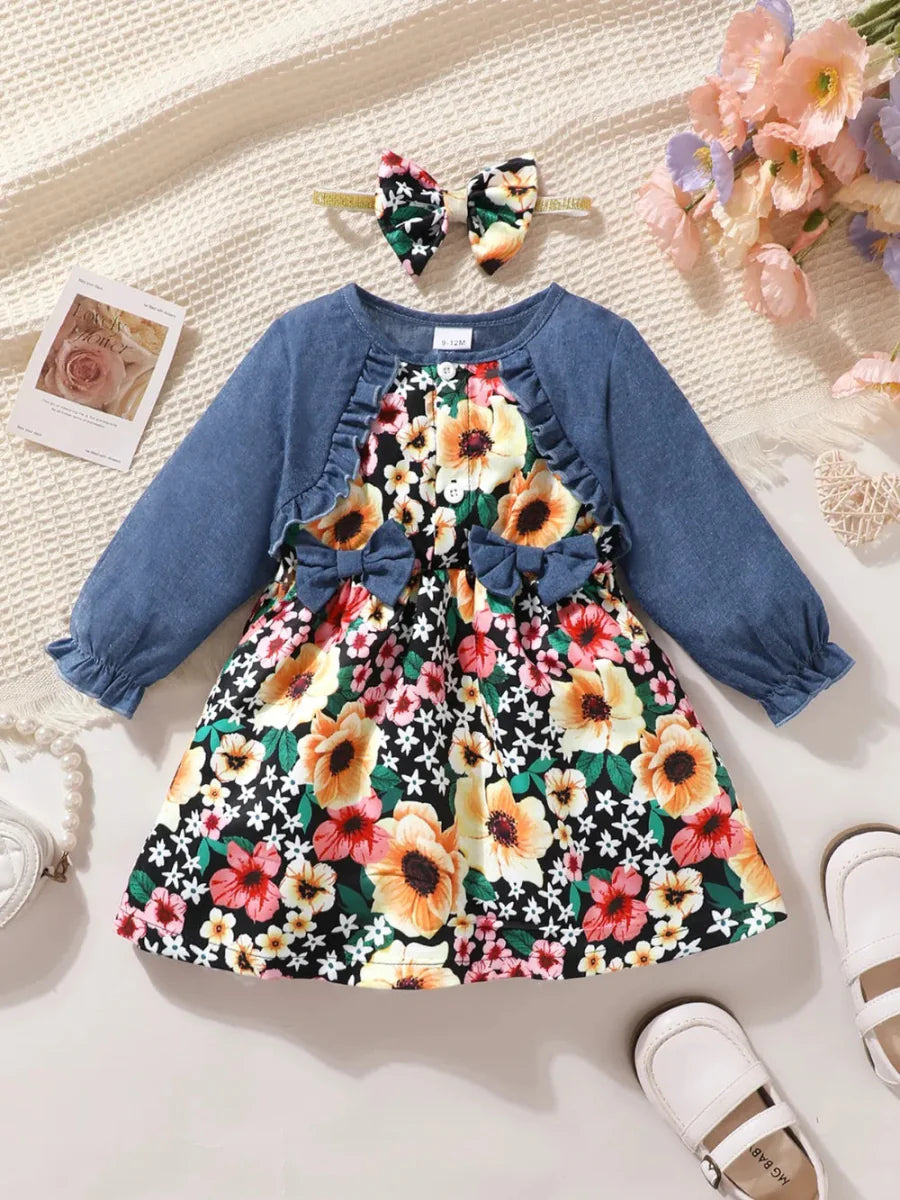 Baby ruffle bow dress with soft fabric and elegant details