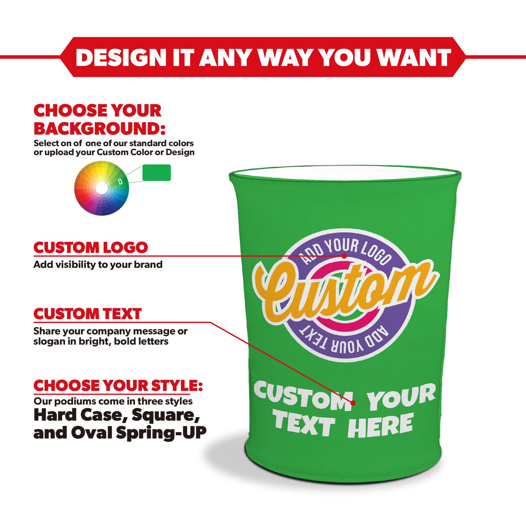 LookOurWay Customizable Square Trade Show Podium, Includes, Custom