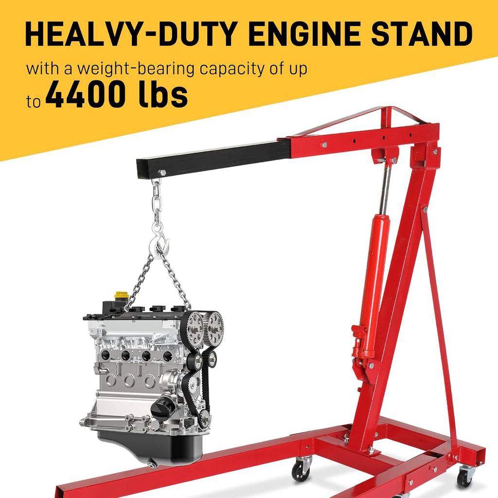 2 Ton Hydraulic Engine Hoist Crane, 4400LBS Folding Cherry Picker