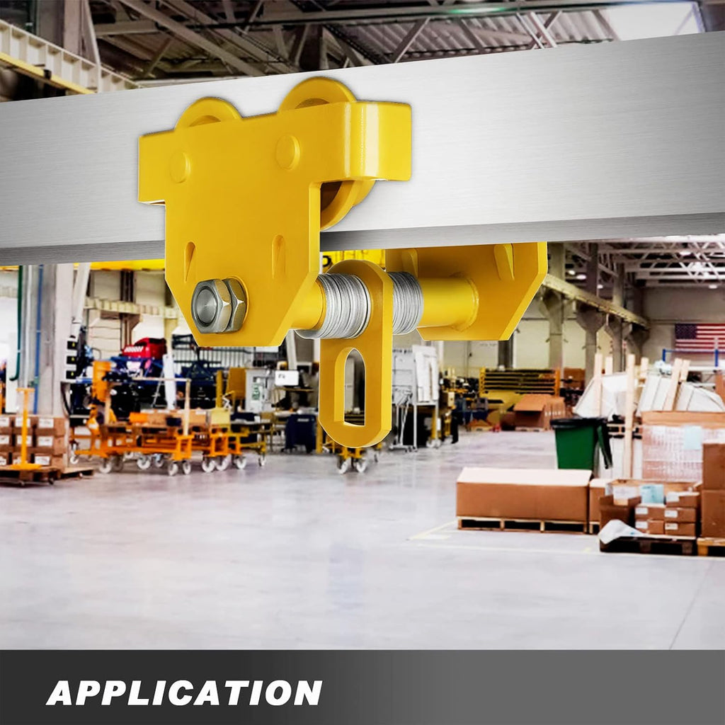 Manual Trolley, 6600LBS/3 Ton Capacity, Push Beam Trolley, Adjustable I-Beam Flange Width 3.9 Inch - 7 Inch, Dual Wheels Garage Hoist for Straight & Curved I Beam