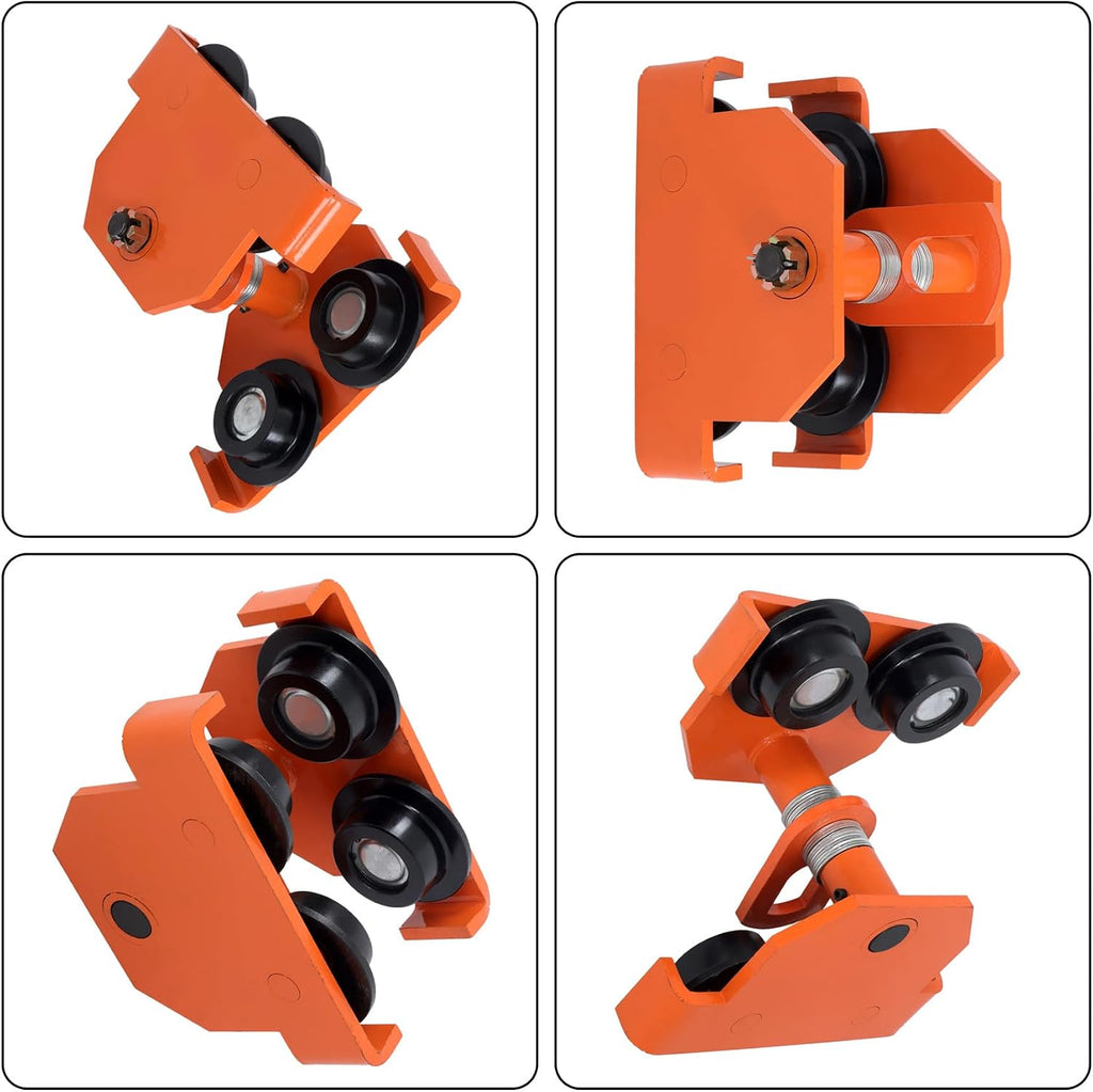 I-Beam Hand Trolley Alloy Steel Orange 11000lbs/5t Double Wheel Adjustable Flange Width 120MM to 195MM