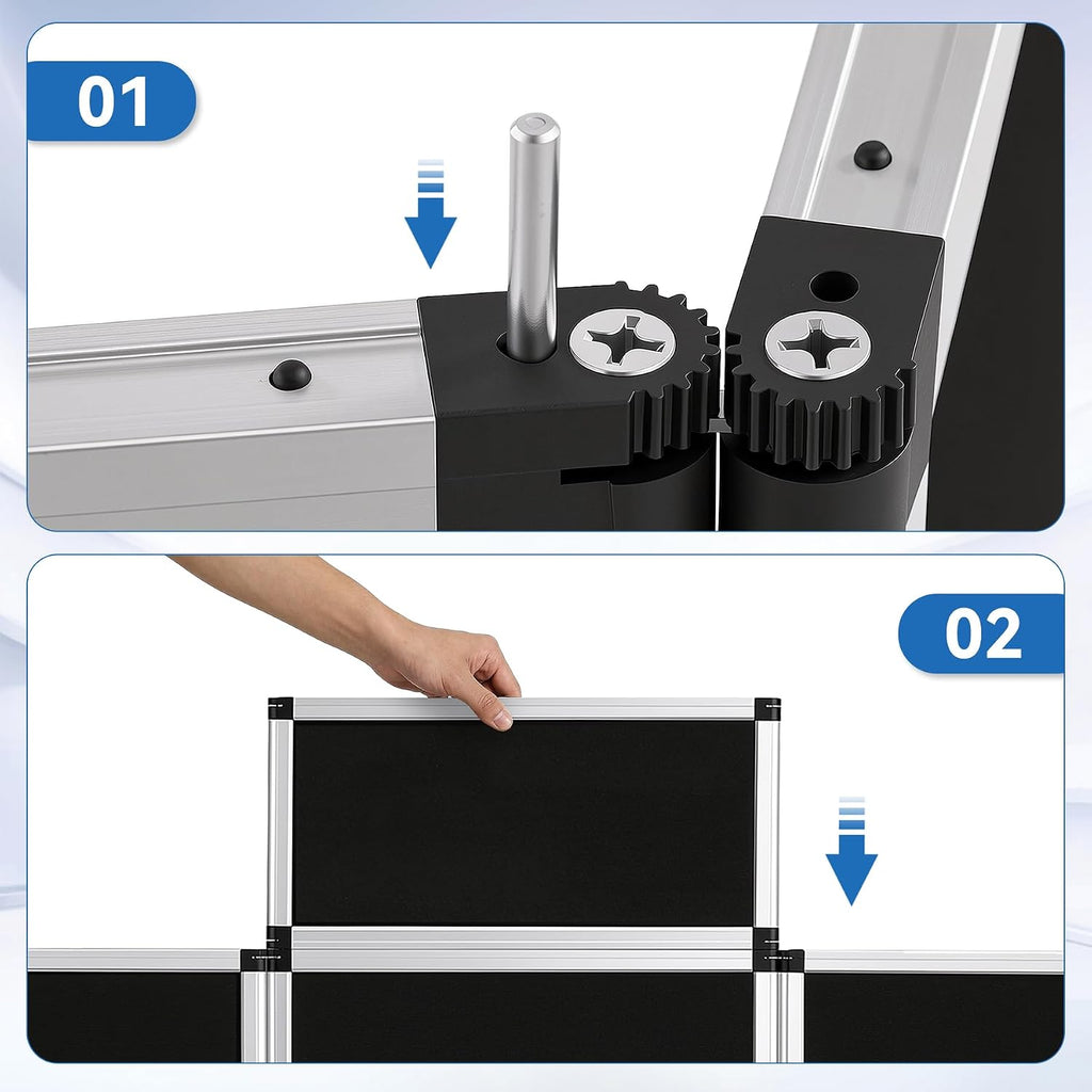 LITTLE TREE 3+1 Panel Trade Show Presentation Board, 70.8" x 35.4" Portable Panel Display, Folding Exhibition Boards Double Sided Tabletop Display Black Hook & Loop-Receptive Fabric with Bag