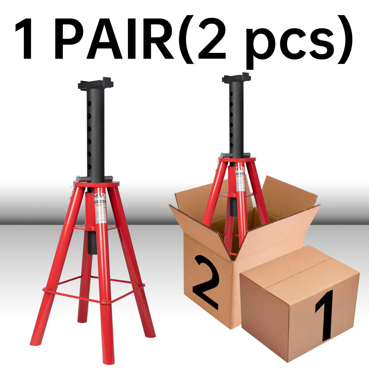 Maxority 10 Ton (20,000 lbs) Capacity Heavy-Duty Medium Profile Pin Type Adjustable Jack Stand for Trucks & Equipment, 1 Pair