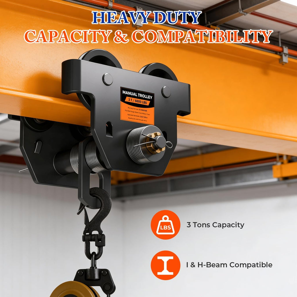 I Beam Trolley 3 Ton Manual Adjustable