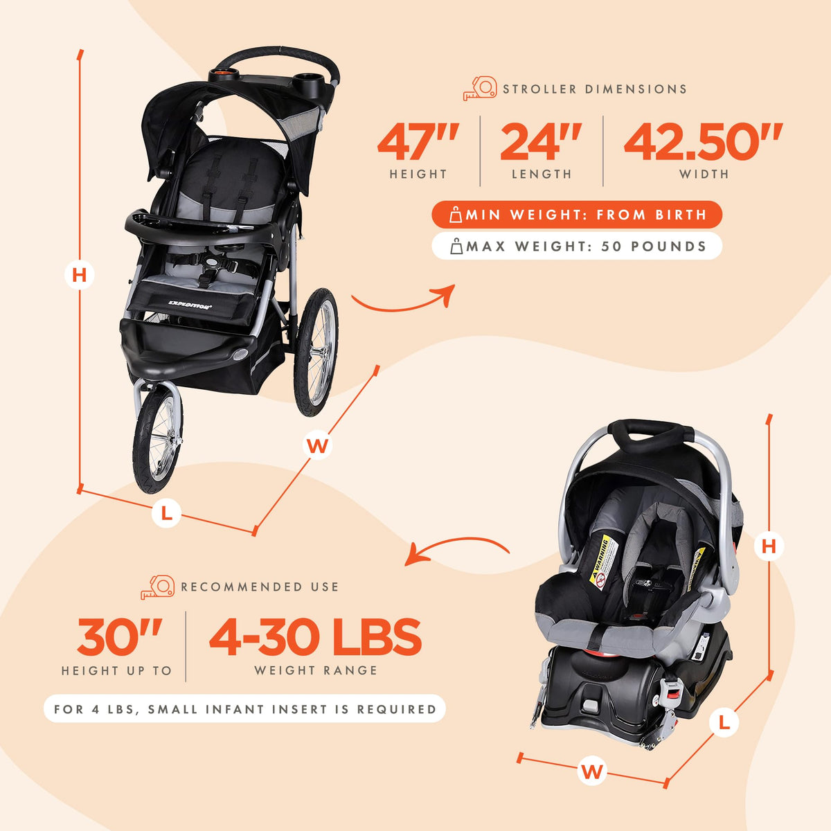 Baby Trend ExpeditionÂ® Jogger, Dash Black