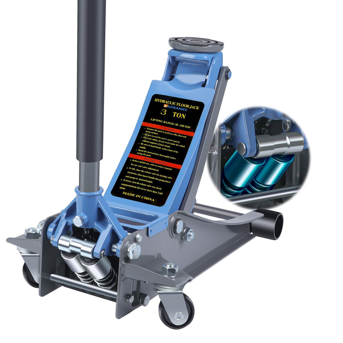 Larbanke 3 Ton Hydraulic 2.87"-19.69" Floor Jack,Dual Piston