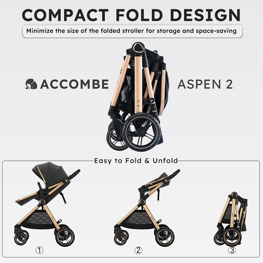 Accombe 2-in-1 Convertible Baby Stroller for Newborn to Toddler