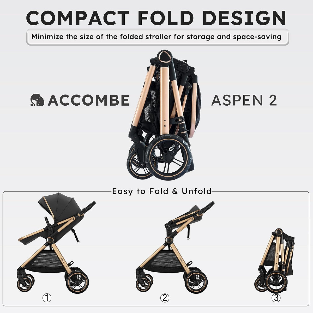 Accombe 2-in-1 Convertible Baby Stroller for Newborn to Toddler