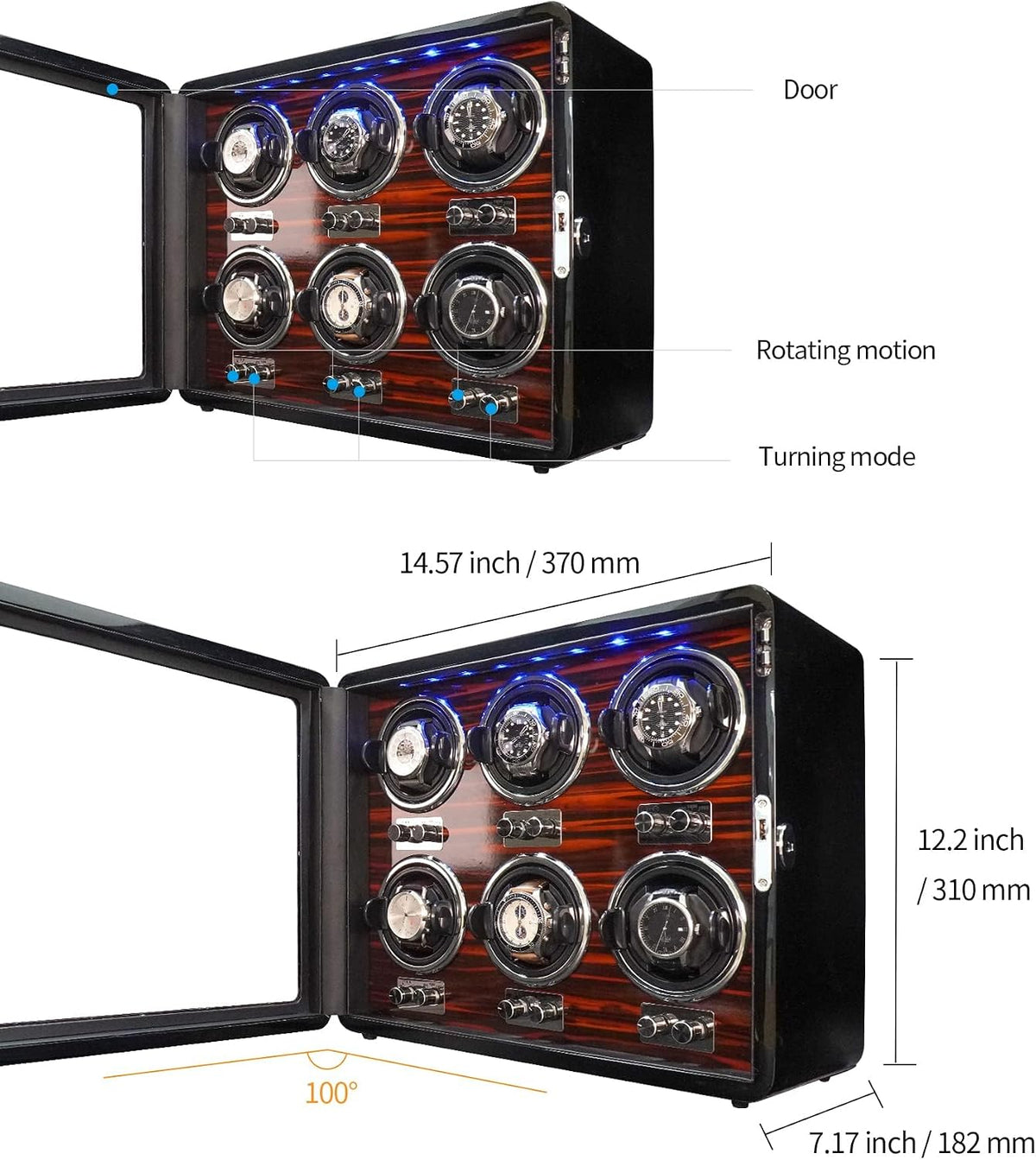 Oryx Watch Winders for 3/6 Automatic Watches Wooden Rotating Watch Case