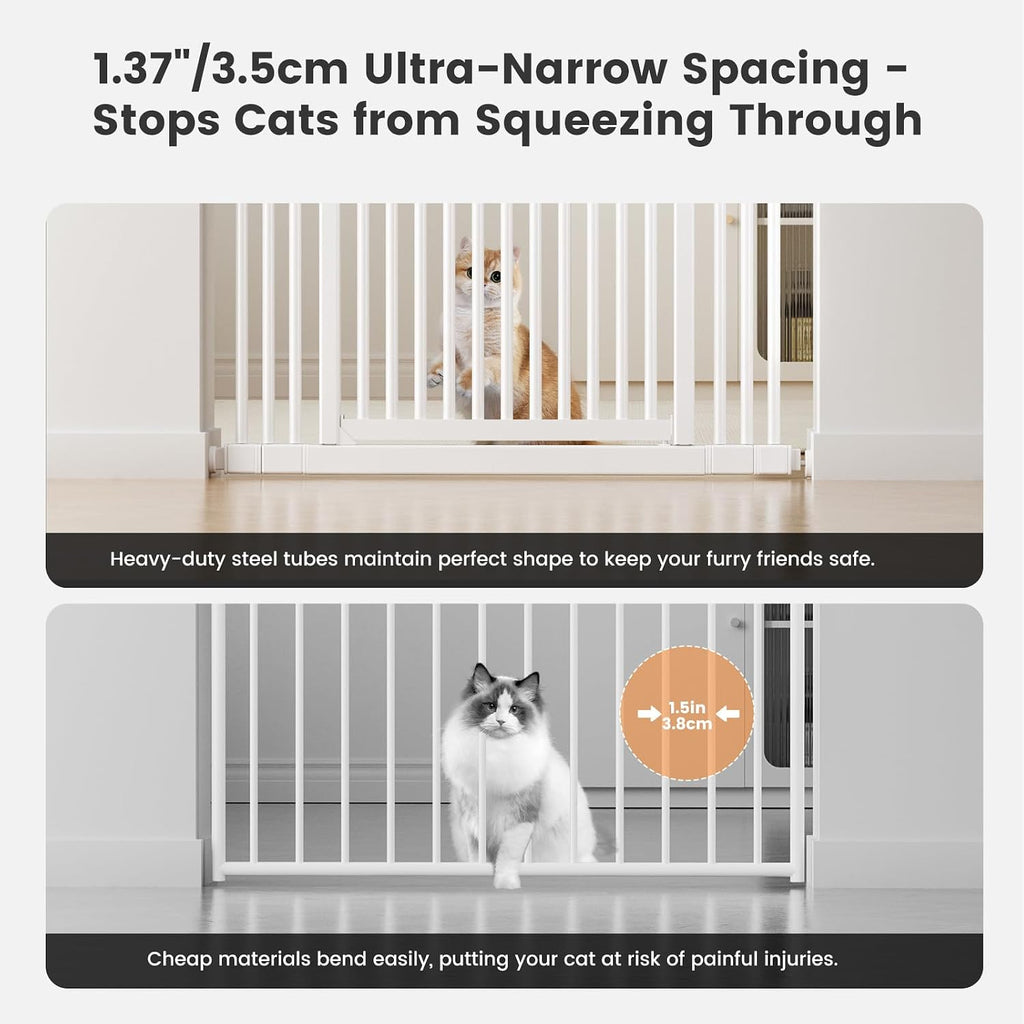 Extra Tall Cat Gate 51"-87" Height Adjustable Pressure Mounted 4 Extensions