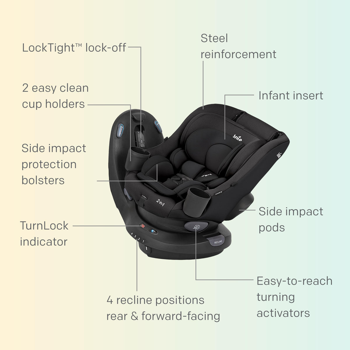 Joie Chili Spin SI 360 Rotating 2-in-1 Car Seat, Convertible
