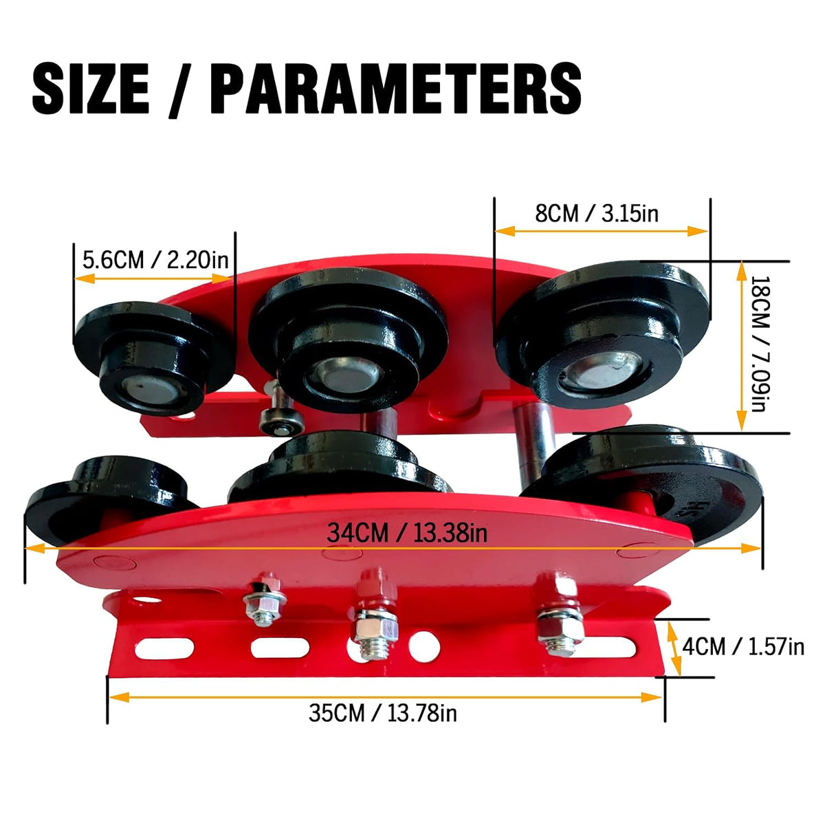 Manual Trolley for I-Beam 2200lbs with Heavy Duty 6 Wheel,Push Geared Overhead for PA200 to PA1000 Electric Hoist,2.68in - 4.33in Adjustable Flange for Lifting,1Ton Loading Capacity