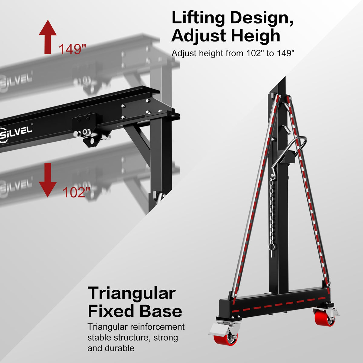SILVEL 3 Ton 6600Lbs Gantry Crane for Factories, Warehouses, Garage, Blue