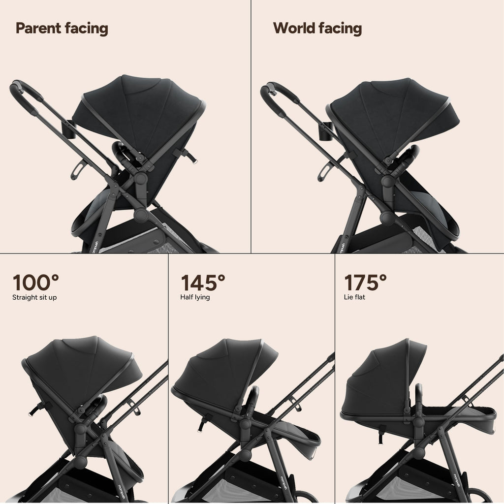 Mompush Wiz 2-in-1 Bassinet Stroller Reversible Seat, One-Hand Fold, Sage