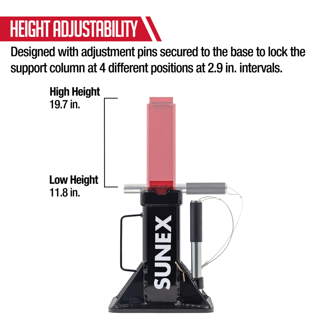Sunex 1310 10-Ton Medium Height Pin Type Jack Stands, Pair, Red