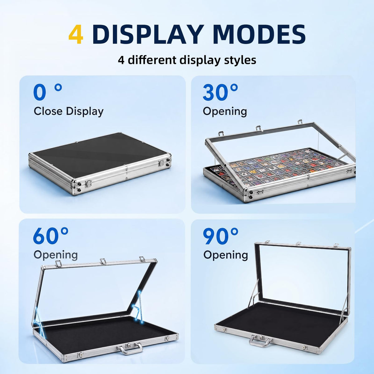 Trade Card Show Display Case, Large Aluminum Lockable Trading Show Display Case and Handle,Portable Trading with Lock for Collectibles, Sports Graded Cards TCG Craft Jewelry (Black, 32*22 in)