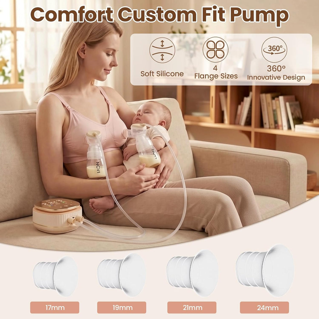 NCVI Electric Breast Pump, 2-in-1 Wearable & Bottle Cups, 4 Modes 9 Levels