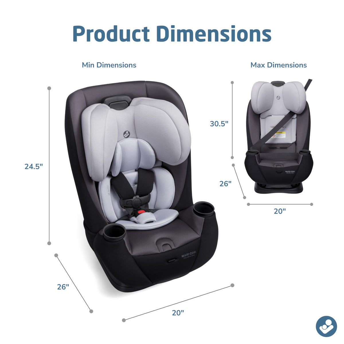 Maxi-Cosi Pria All-in-One Convertible Car Seat, Infant to Toddler Car Seat, Easy-Install Harness, Machine-Washable Cover, 5-100 lbs, SeaDrift