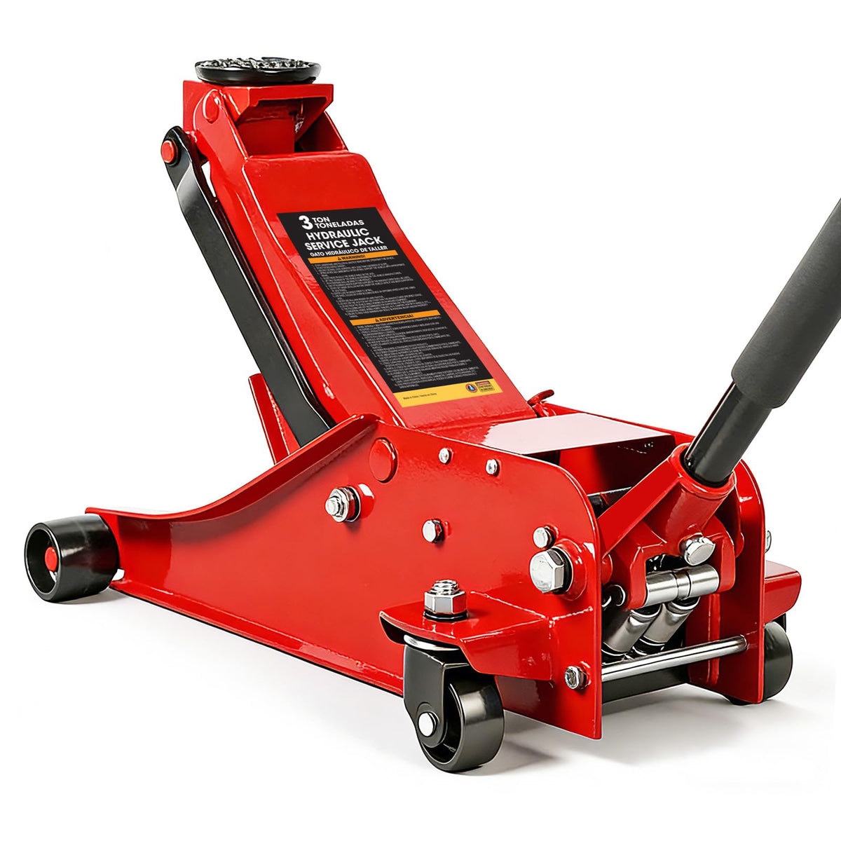 Jack Boss 4 Ton Floor Jack Hydraulic Low Profile Floor Jack with Dual Piston Quick Lift Pump, 4 Ton (8,800 lbs) Capacity, Red